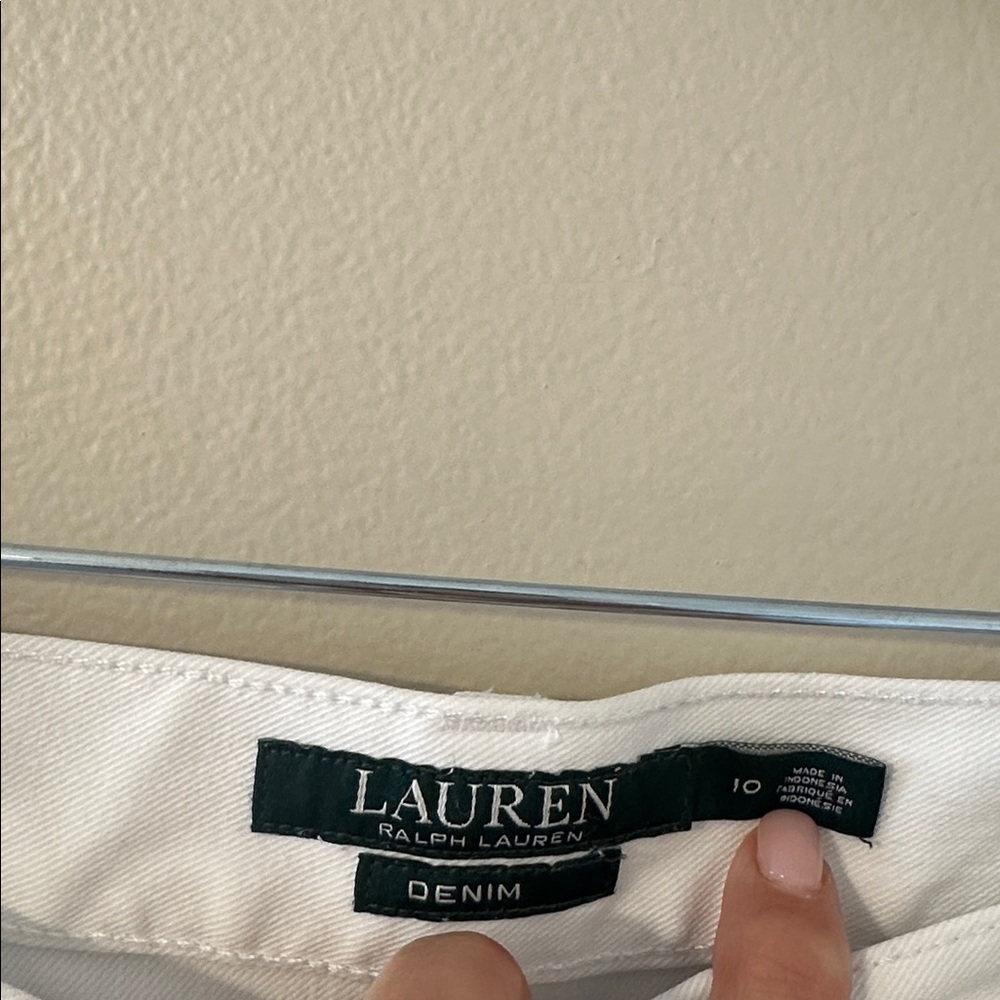 Lauren Ralph Lauren Womens White Denim Straight Skirt w/Front Slit Sz 10 Cowgirl - Picture 6 of 10